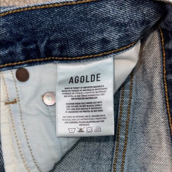 Agolde High Waist Button Fly Distressed Cutt Off Denim Parker Shorts Women's 24 - Picture 6 of 7